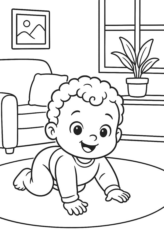 Crawling Baby Coloring Page