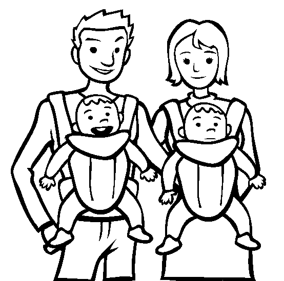 Family with Babies Coloring Page