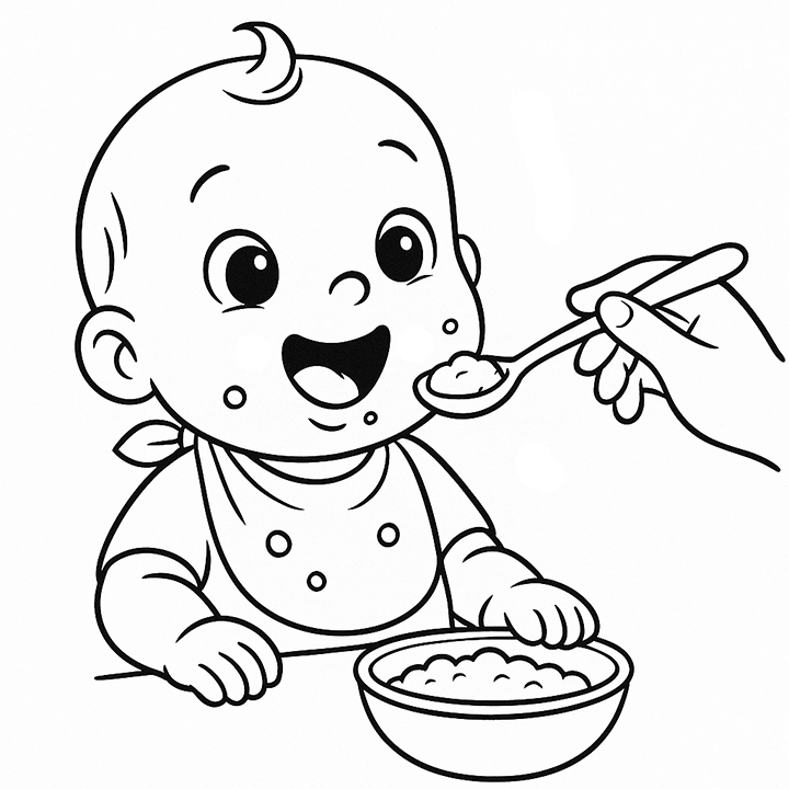 Feeding The Baby Coloring Page