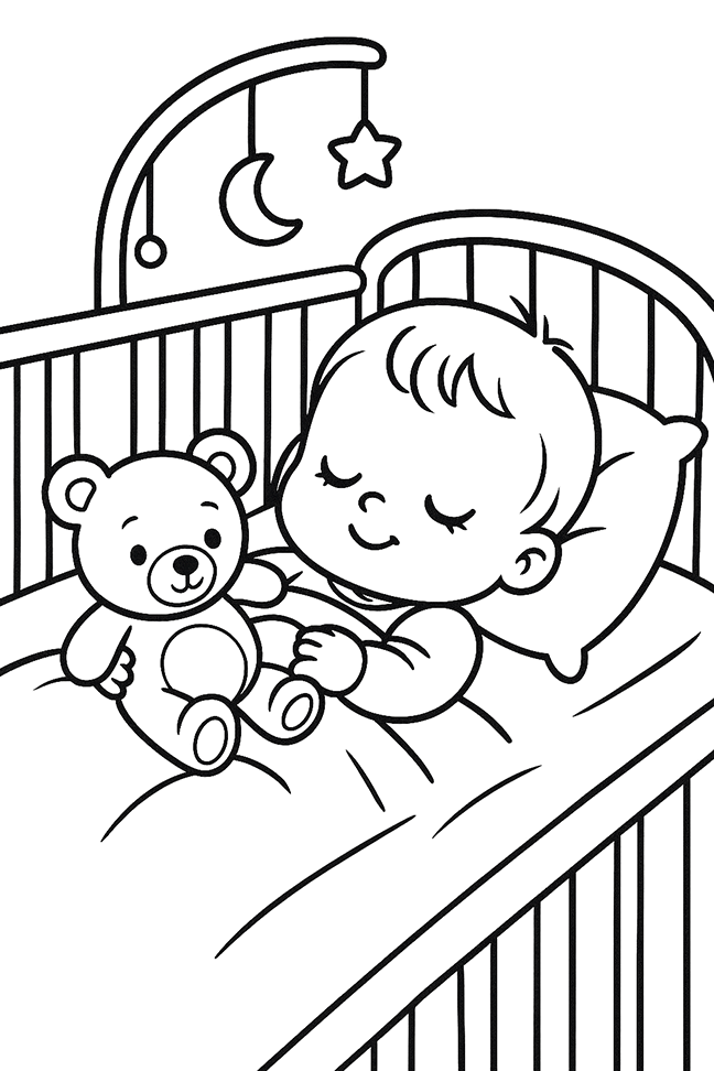 Sleeping Baby Coloring Page