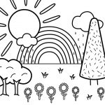 Nature Coloring Pages Rainbow Scene