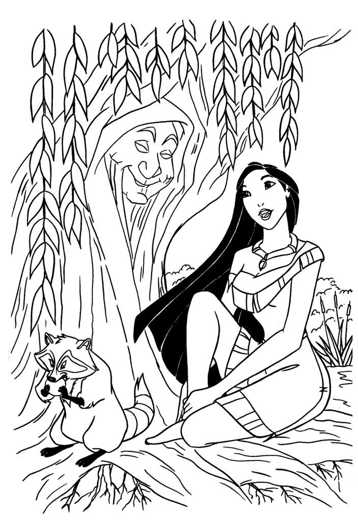 Pocahantas In One With Nature Coloring Page