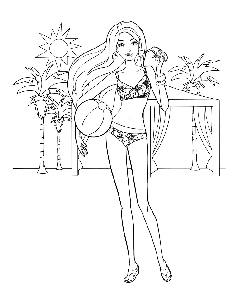 Barbies Summer Coloring Page