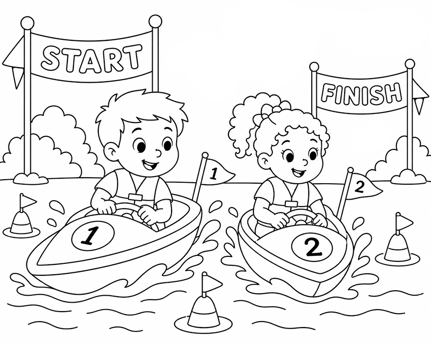 Boat Race Coloring Page
