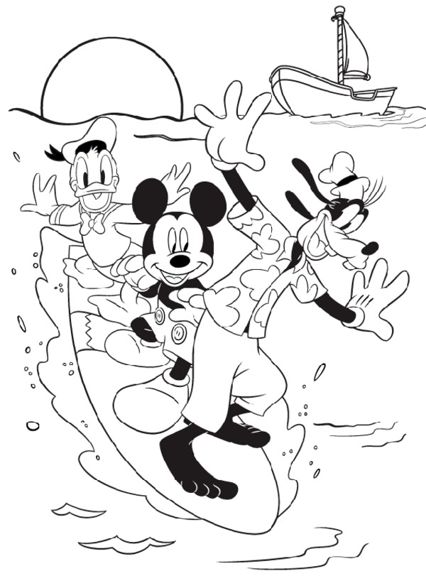Disney Summer Surfboard Coloring Page