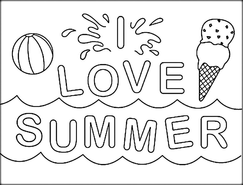 I Love Summer Coloring Page
