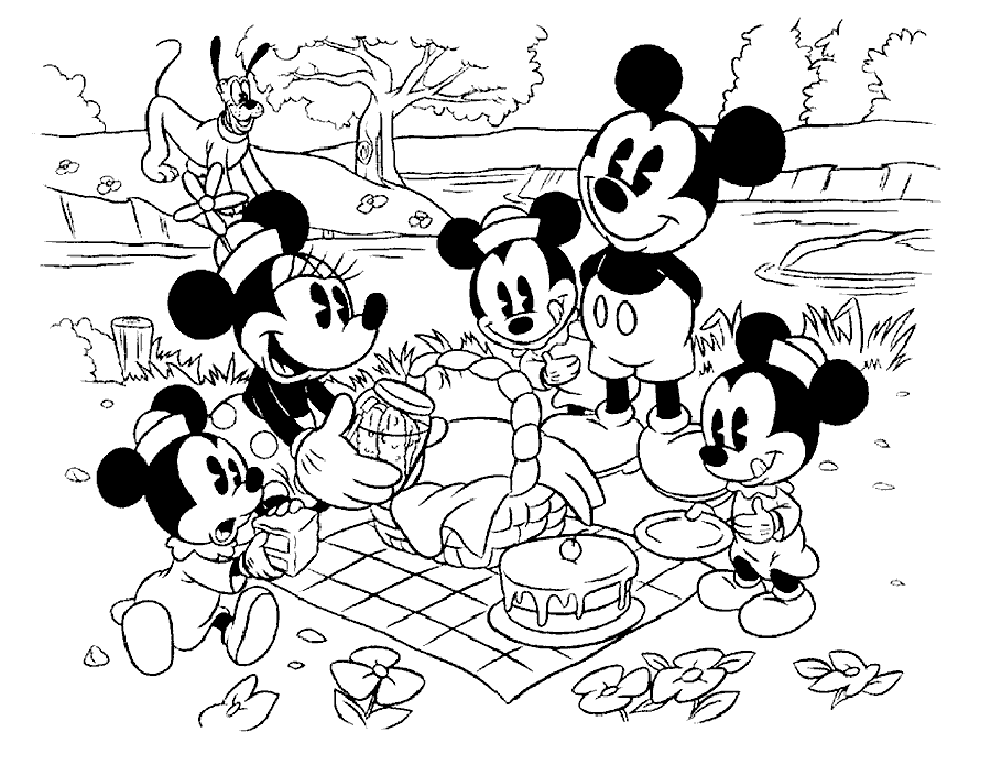 Mickey Mouse Picnic Coloring Page
