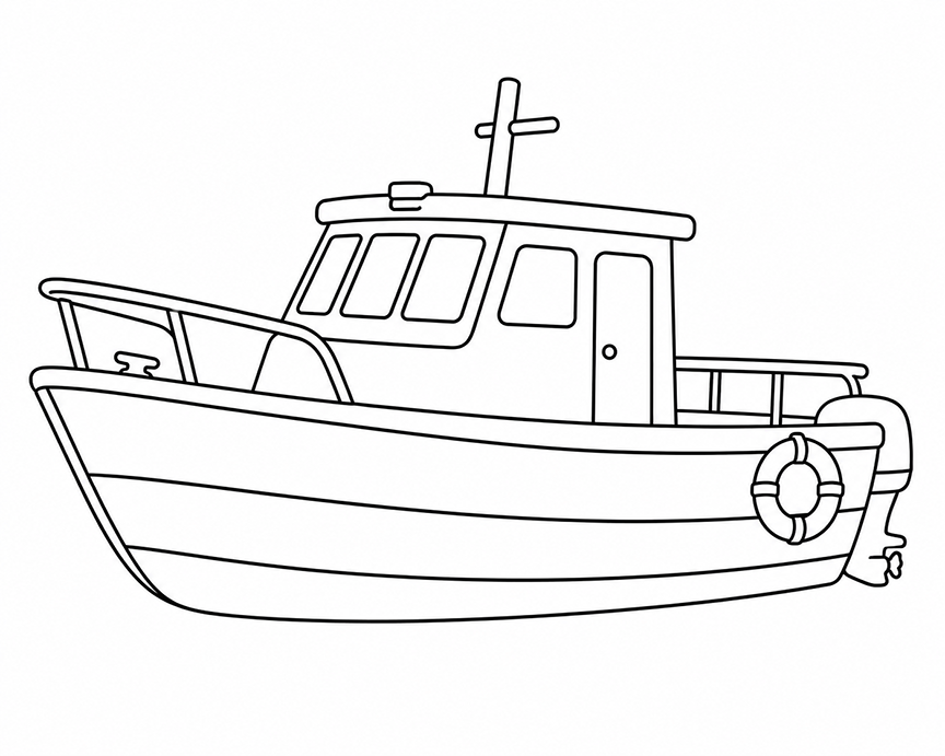 Small Boat Coloring Page