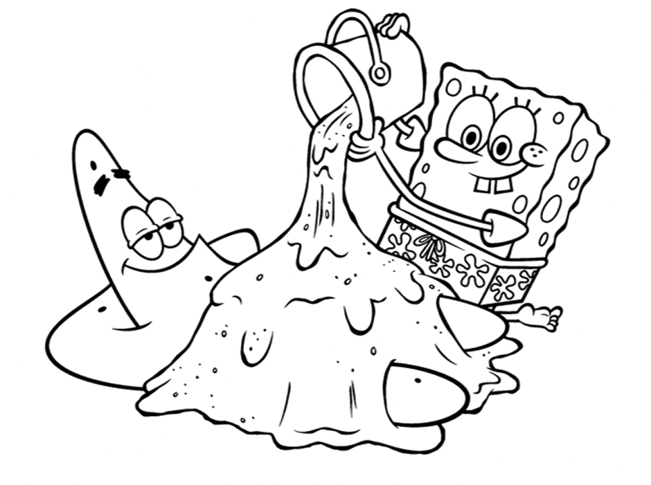 Spongebob And Patrick In Sand Coloring Page