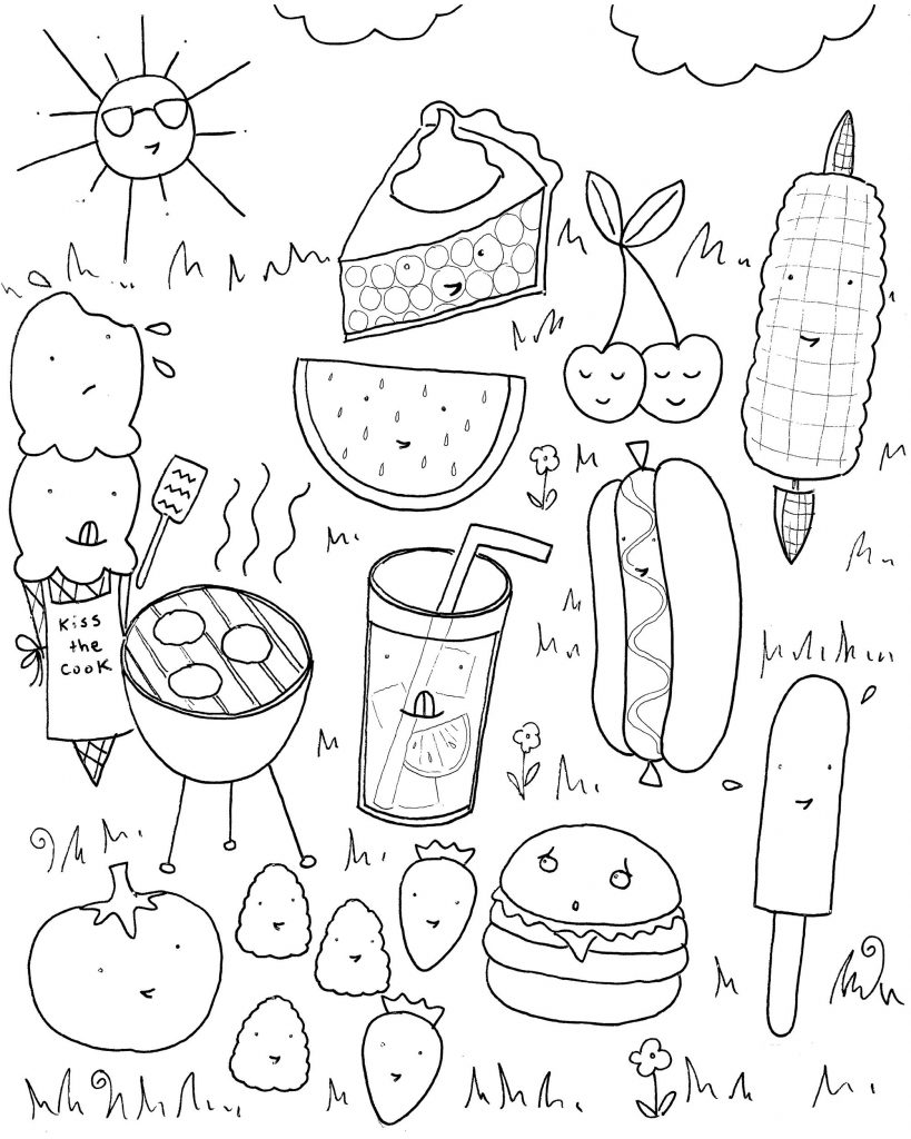 Summer Foods Coloring Pages