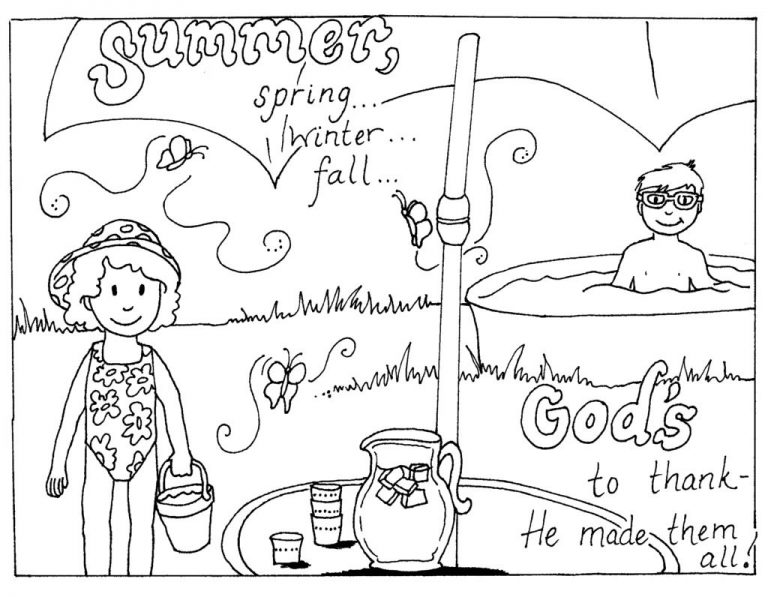 Summer Coloring Pages for Kids - Summer Seasons Coloring Page 768x597 