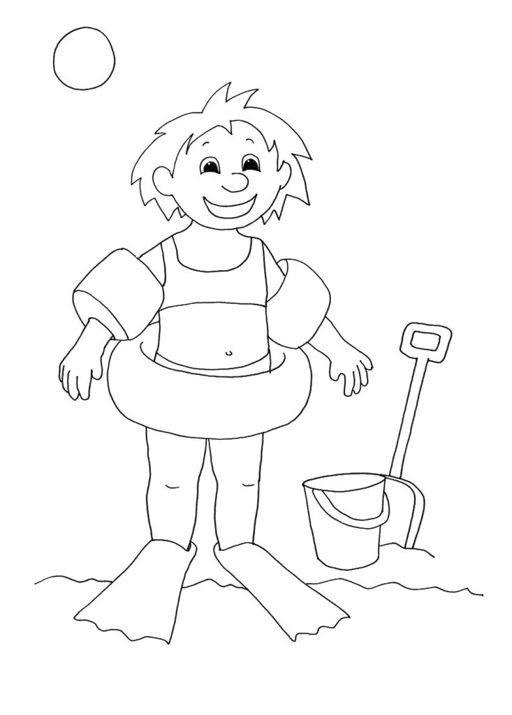 Summer Swimming Coloring Page