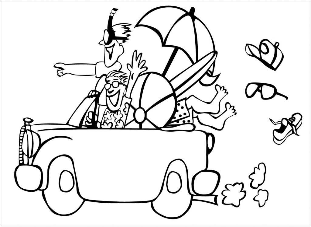 Summer Trip to the Beach Coloring Page