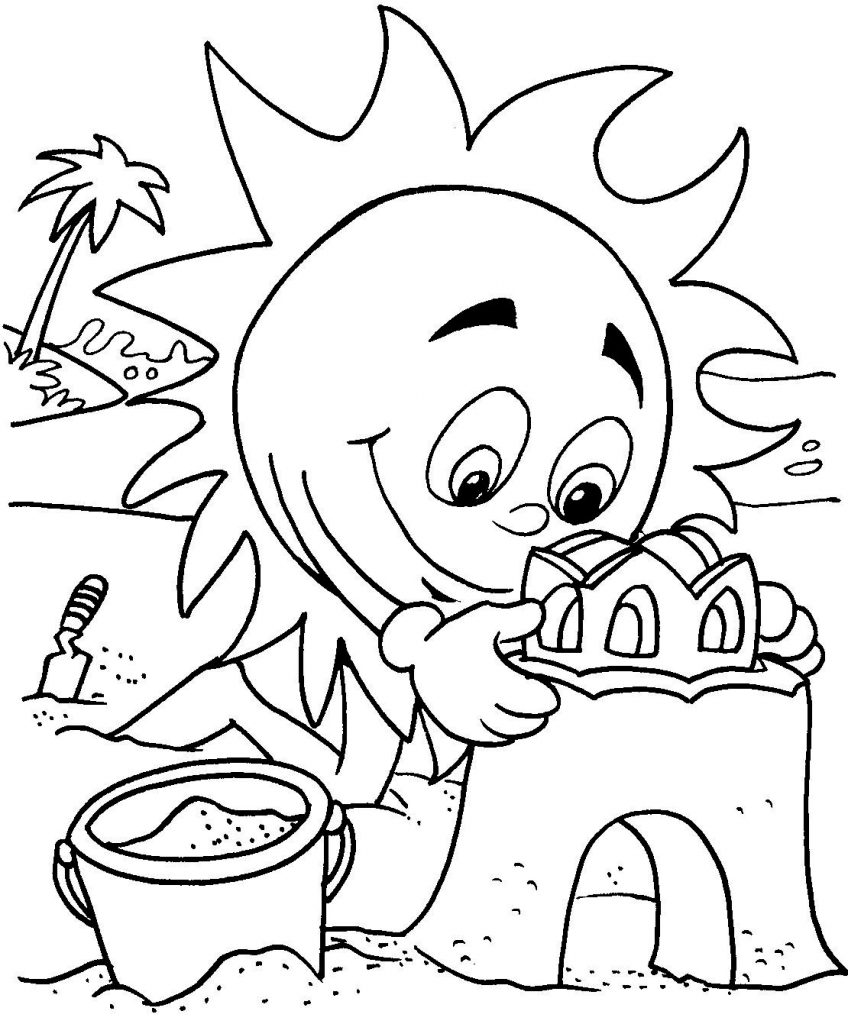Sunny Sand Castle Coloring Page