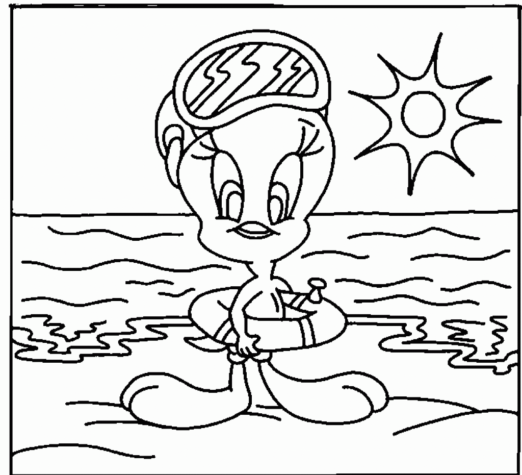 Tweety Summer Coloring Page