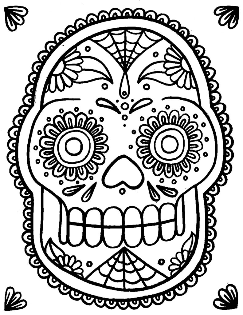 Day Of The Dead Candy Skull Coloring Page