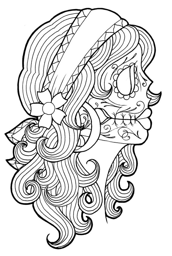Day Of The Dead Female Coloring Page