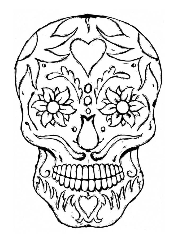 Day Of The Dead Flower Eye Skull Coloring Page