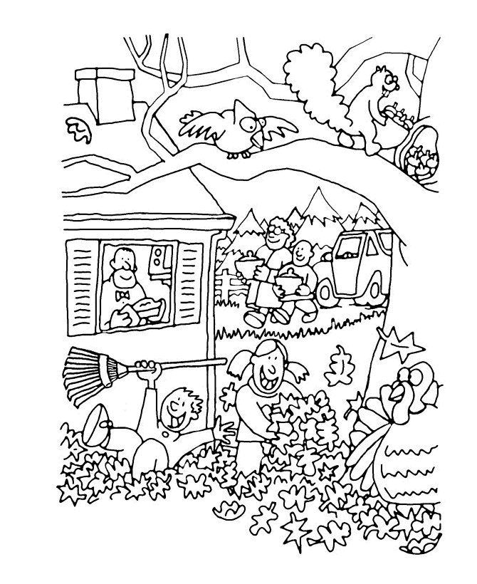 Fall Cleanup Fun Coloring Page