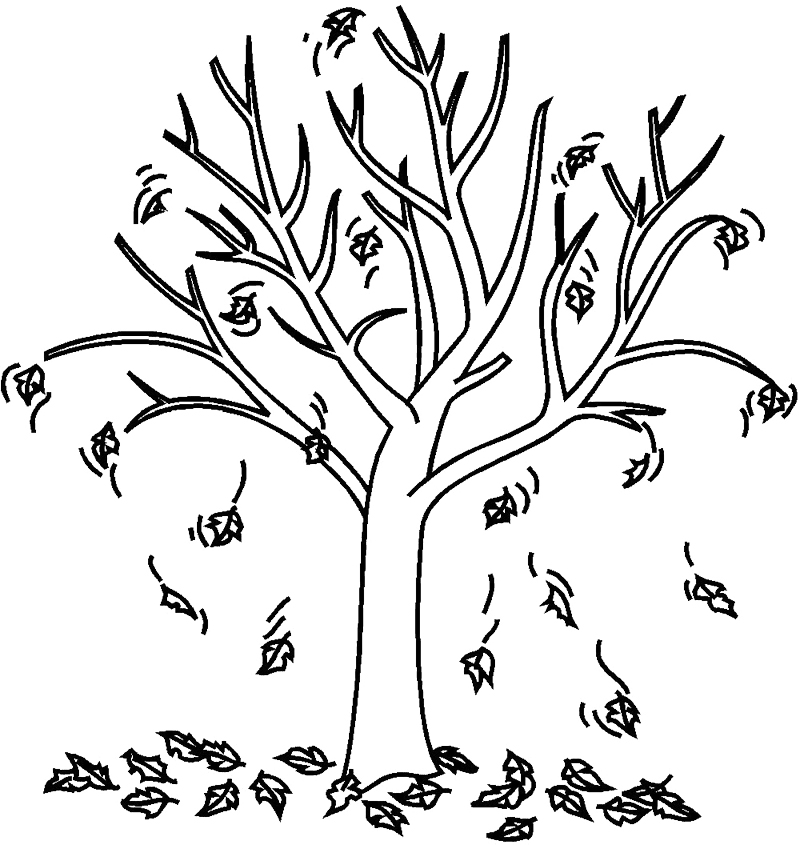 Fall Tree Leaves Coloring Page