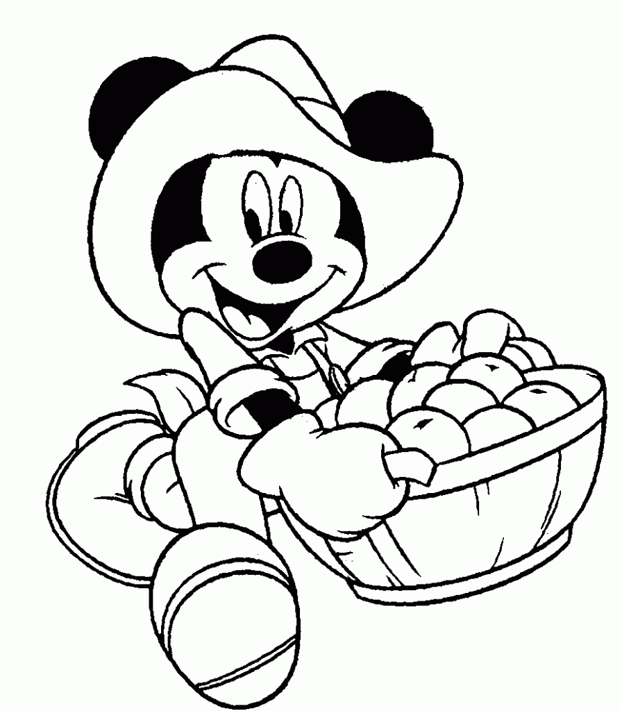 Mickey Mouse Harvesting Fall Apples