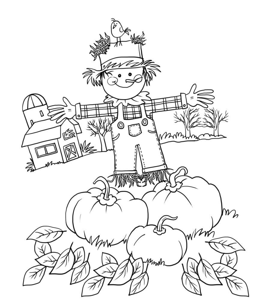 Scarecrow Fall Coloring Pages