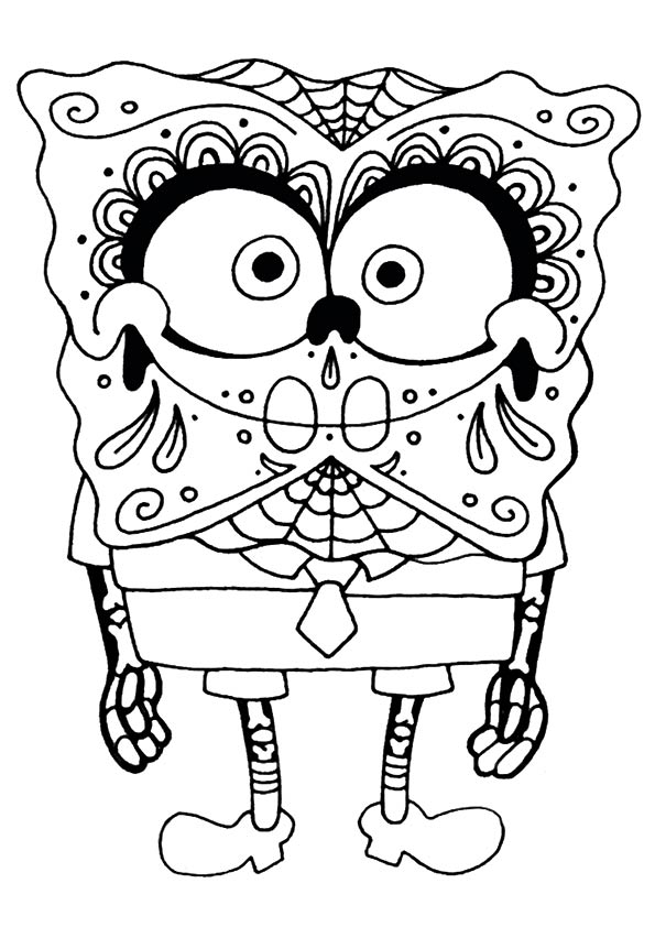 Spongebob Day Of The Dead Coloring Page