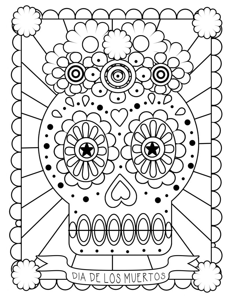 Day Of The Dead Coloring Skulls 6