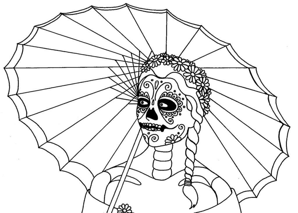 dia de los muertos girl coloring pages