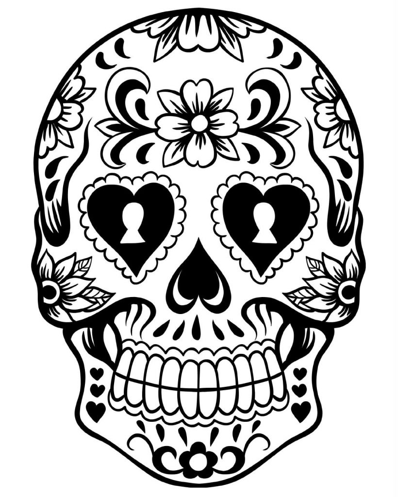 skull art day of the dead coloring