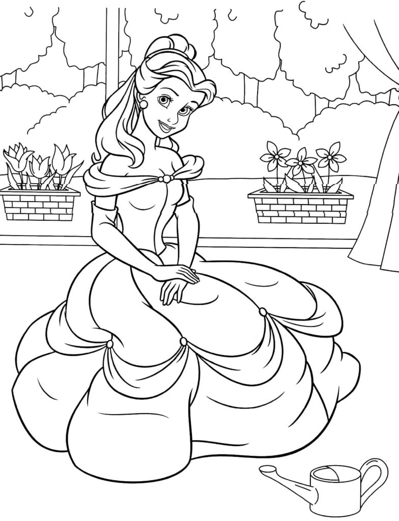 Bell Sits with Flowers Coloring Page