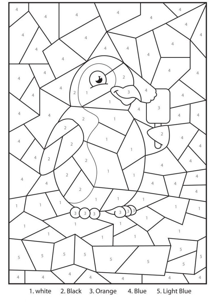 Easy Penguin Color by Number Coloring Page