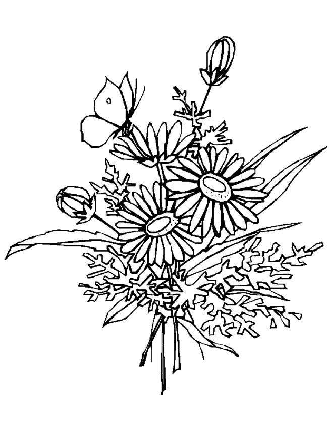 Handful Of Flower Bouquet Coloring Page