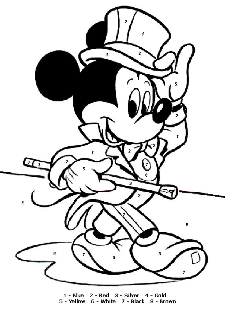 Mickey Mouse Color By Number Printable