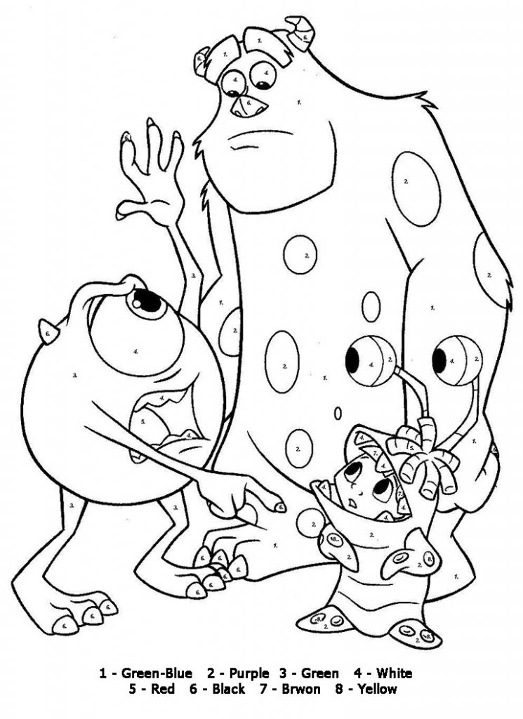 Monsters Inc Color by Number Coloring Page