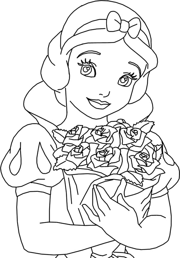 Snow White Has Roses Coloring Page