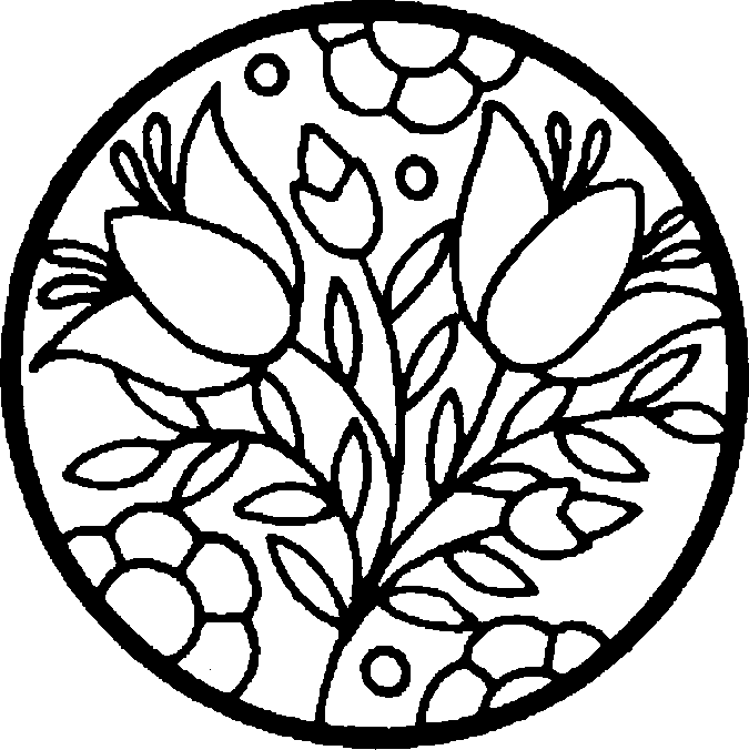 Stained Glass Flowers Coloring Page