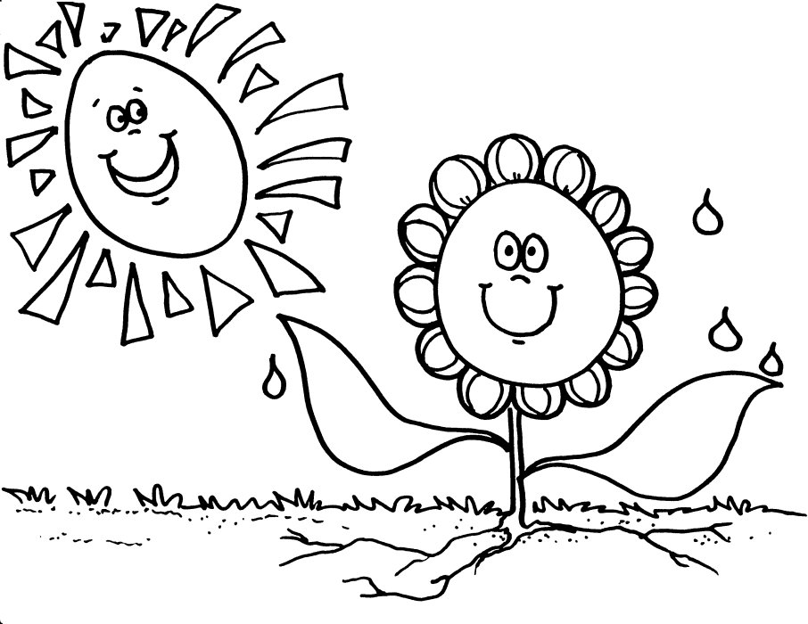 Sun And Flower Coloring Page