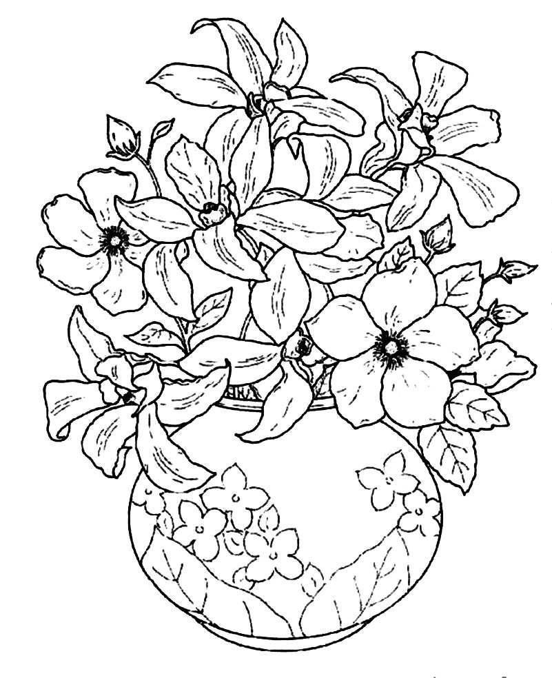 Vase Of Flowers Coloring Page