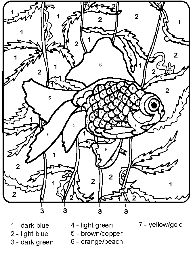 Fish Coloring by Numbers Worksheet
