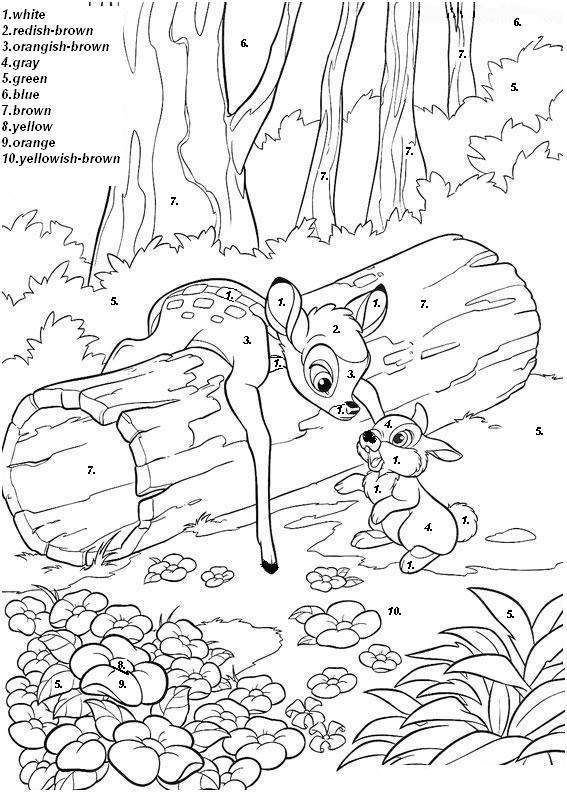 Bambi Color by Number Worksheet