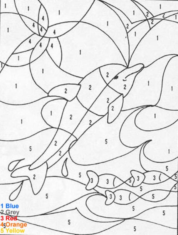 Dolphin Color by Number Coloring Page