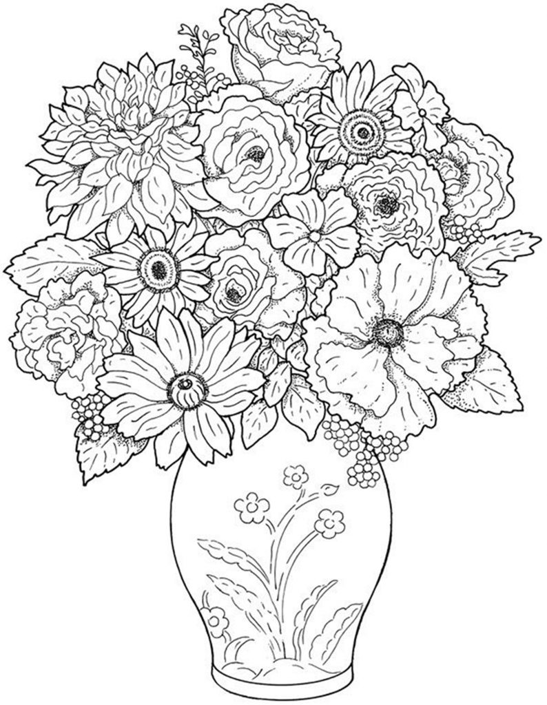 free vase flower coloring pages 794x1024