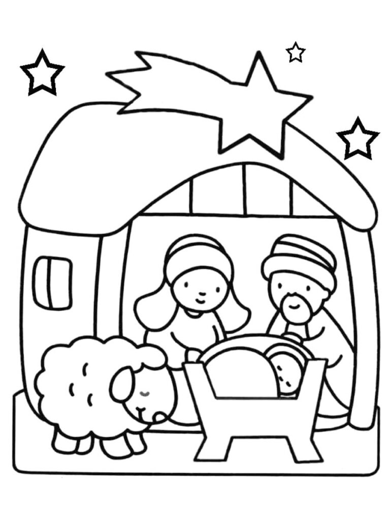 Christian Nativity Coloring Page