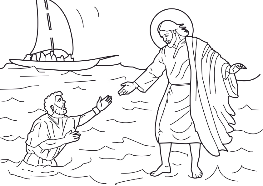 Jesus Walks On Water Coloring Page