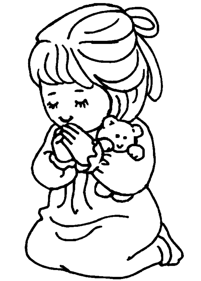 Little Girl Praying Coloring Page