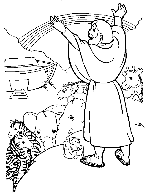 Noah And The Animals Coloring Page