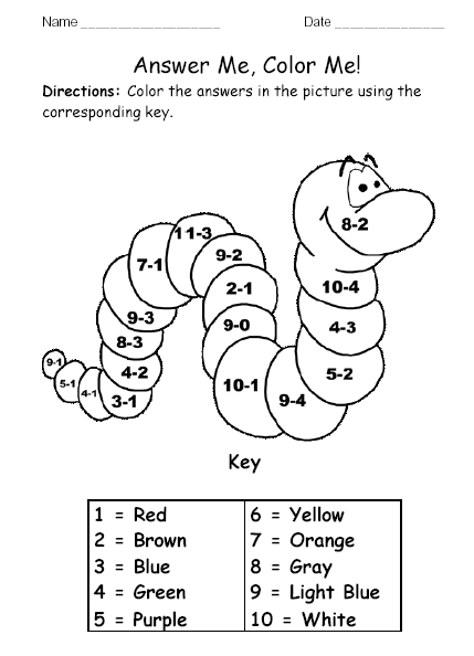 math coloring pages subtraction worksheet