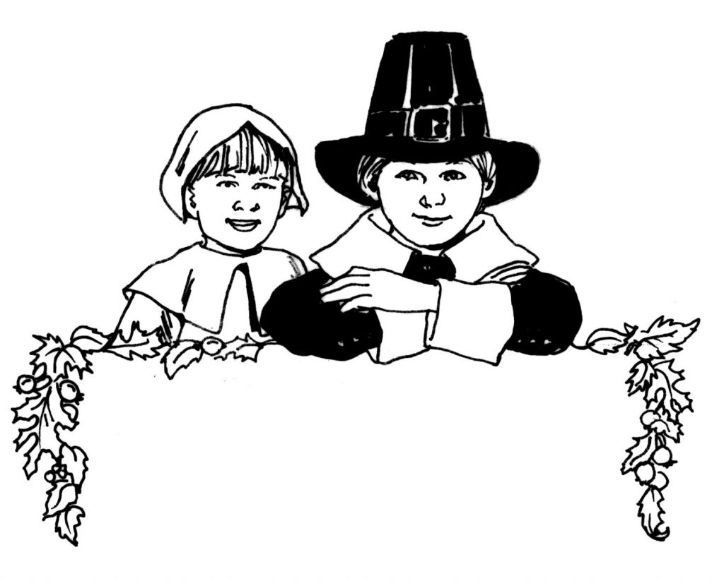 Pilgrim Children Coloring Page