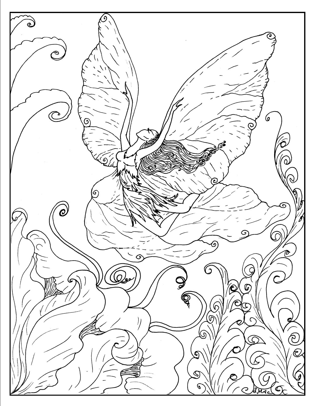 coloring fantasy fairy adult printable flying colouring fairies exuberant detailed mac bestcoloringpagesforkids